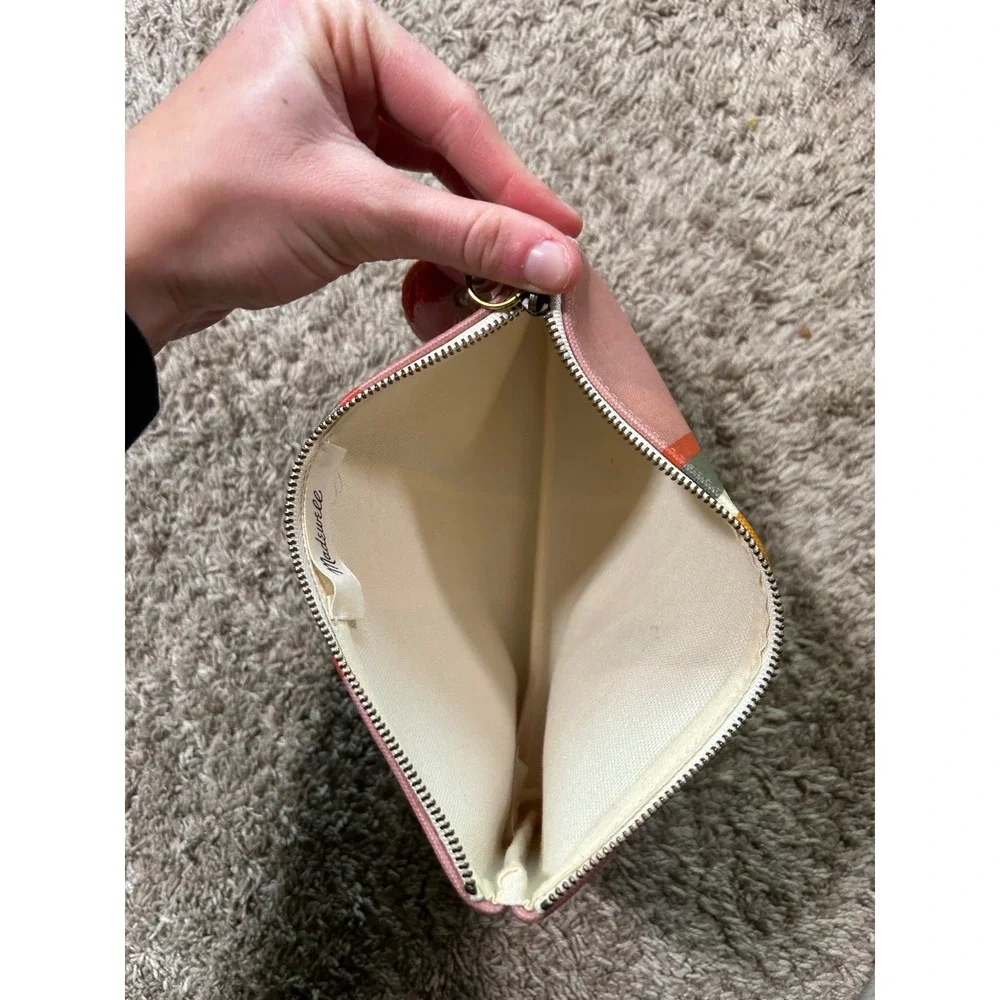 Madewell Canvas Striped Makeup Bag Tassel Zipper Pouch Boho Travel‎ Toiletry